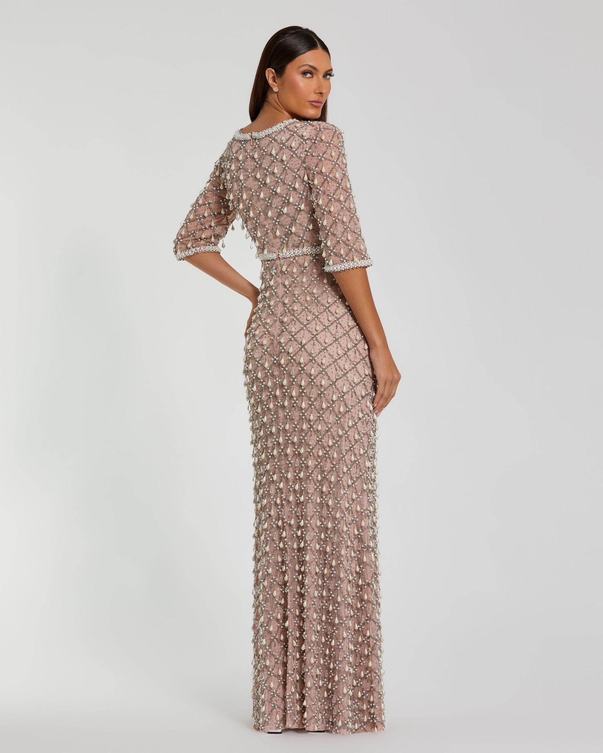 Mother of the Bride Dresses Beaded Long Formal Mother of the Bride Sequin Dress Light Rose