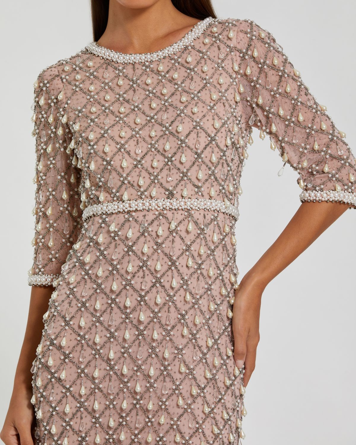 Mother of the Bride Dresses Beaded Long Formal Mother of the Bride Sequin Dress Light Rose