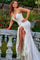 Prom Dresses Long Spaghetti Strap Floral Applique Prom Dress White