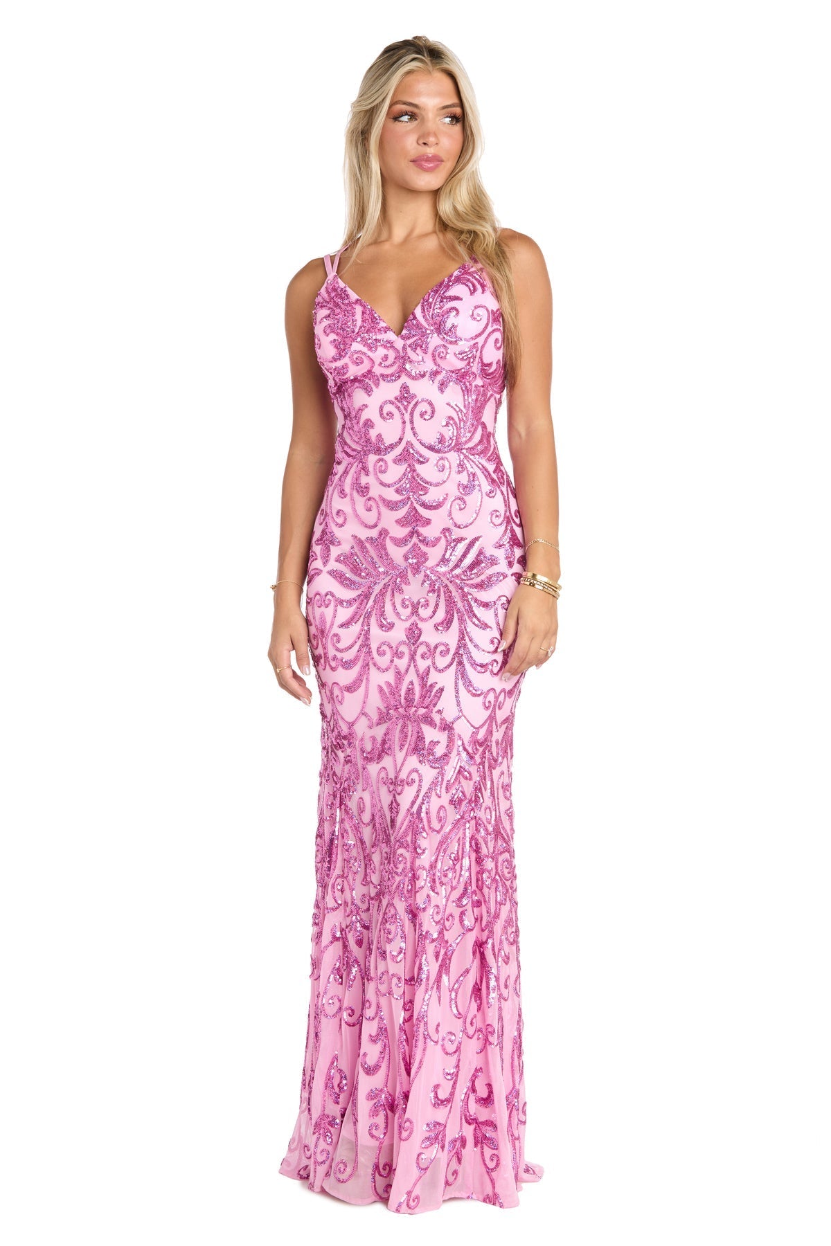 Prom Dresses Prom Fitted Long Formal Sequin DressPink