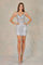 Cocktail Dresses Fitted Short Printed Glitter Cocktail Dress Silver