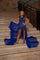 Girl Dresses Beaded Print Formal Little Girl Romper Dress Royal Blue