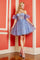 Cocktail Dresses Short Printed Mini Glitter Cocktail Dress Smoky Blue
