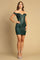 Cocktail Dresses Short Printed Glitter Mini Cocktail Dress Dark Emerald