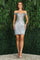 Cocktail Dresses Short Printed Glitter Mini Cocktail Dress Smoky Blue