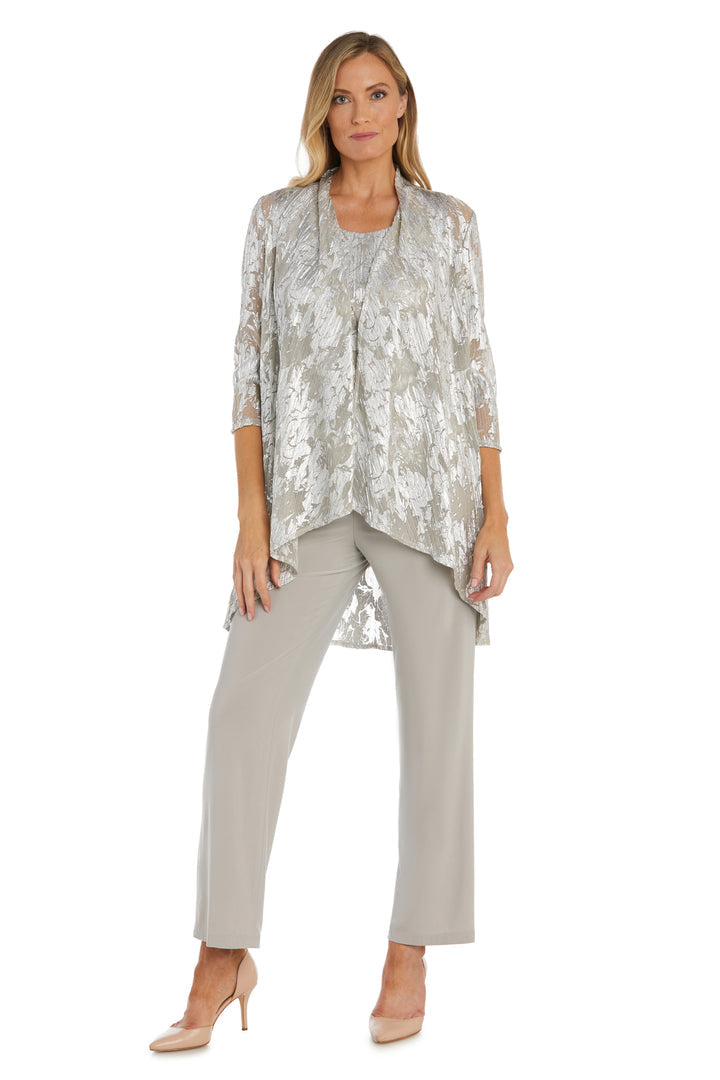 Pant Suit Mother of the Bride Long Formal Pant Suit Jacket Set Champagne/Silver