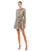 Cocktail Dresses Sequin Embellish Long Sleeve High Neck Short Dress Taupe