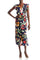 Cocktail Dresses Floral Print Ruffle Midi Cockatil Dress Navy Multi