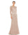 Formal Dresses Long Sleeve Floral Beaded Formal Prom Dress Nude