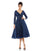 Cocktail Dresses Long Sleeve A Line Cocktail Tea Length Dress Midnight