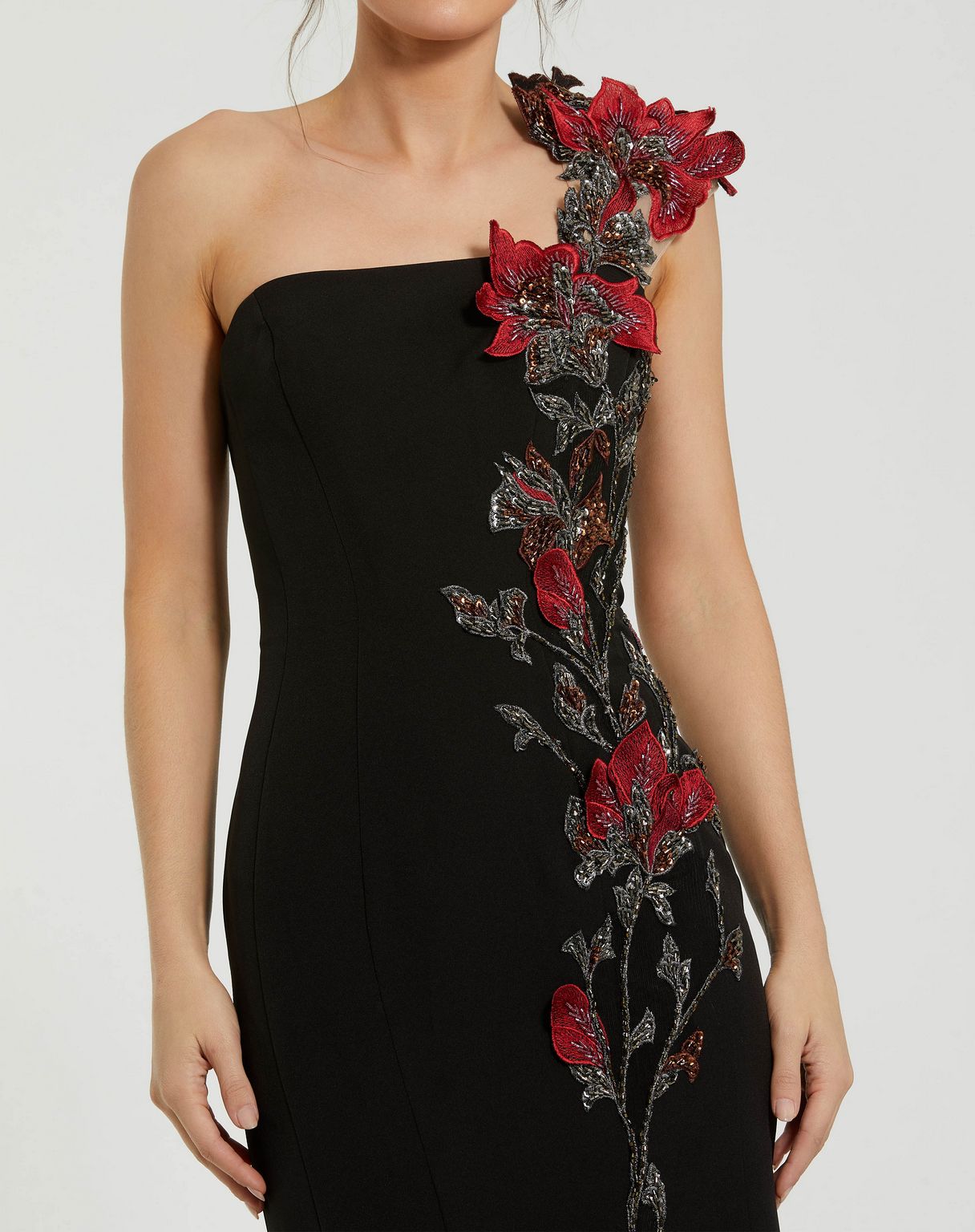 Prom Dresses Long 3D Floral Mermaid Formal Prom Dress Black Multi