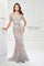 Mother of the Bride Dresses Long Formal Metallic Lace Evening Mother of the Bride Dress  Silver/Nude
