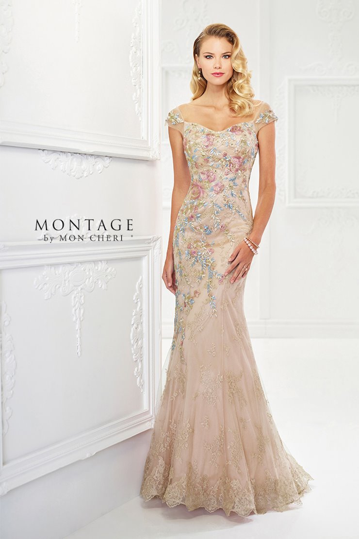 Formal Dresses Long Metallic Evening Floral Formal Dress Champagne/Multi