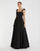 Prom Dresses Formal Long Ball Gown 3D Applique Prom Dress Black