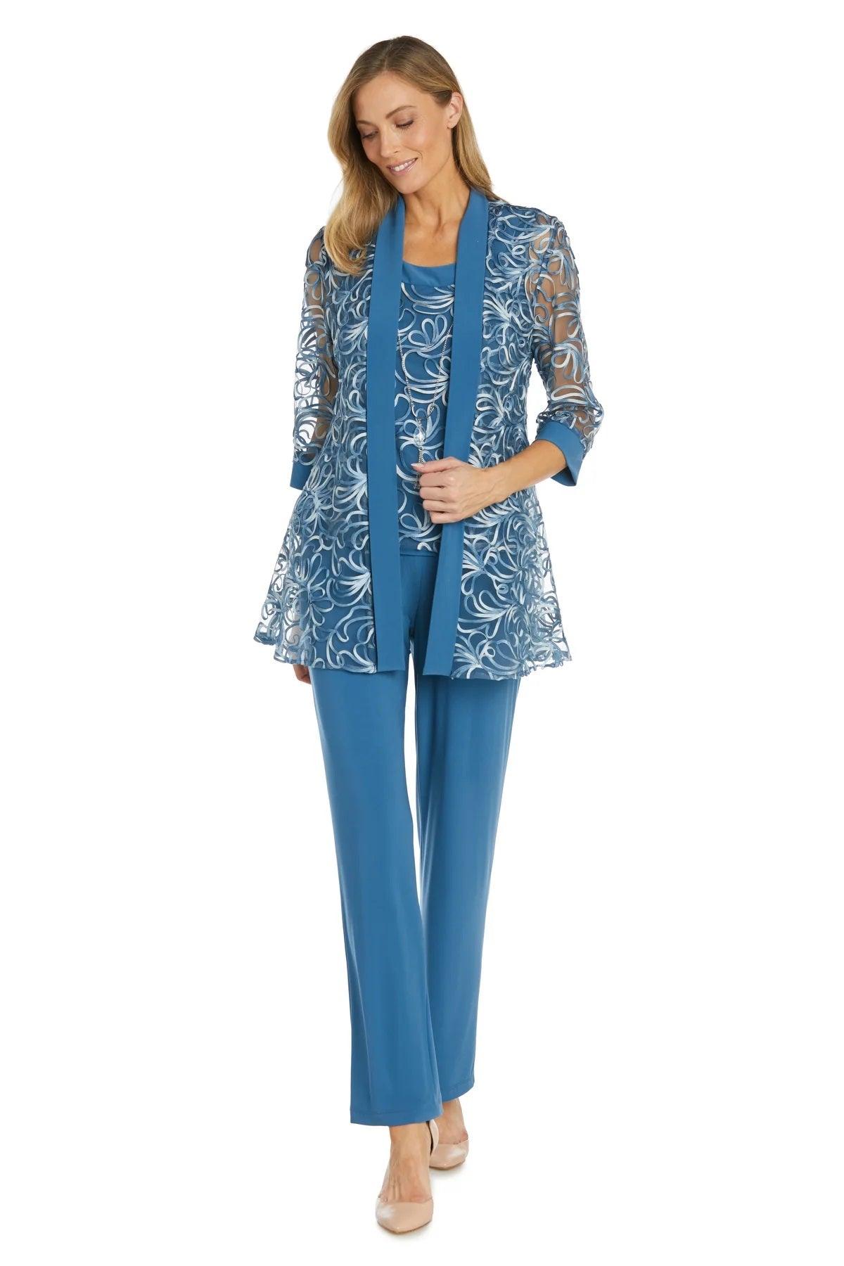 Pant Suit Long Mother of the Bride Pant Suit Wedgewood