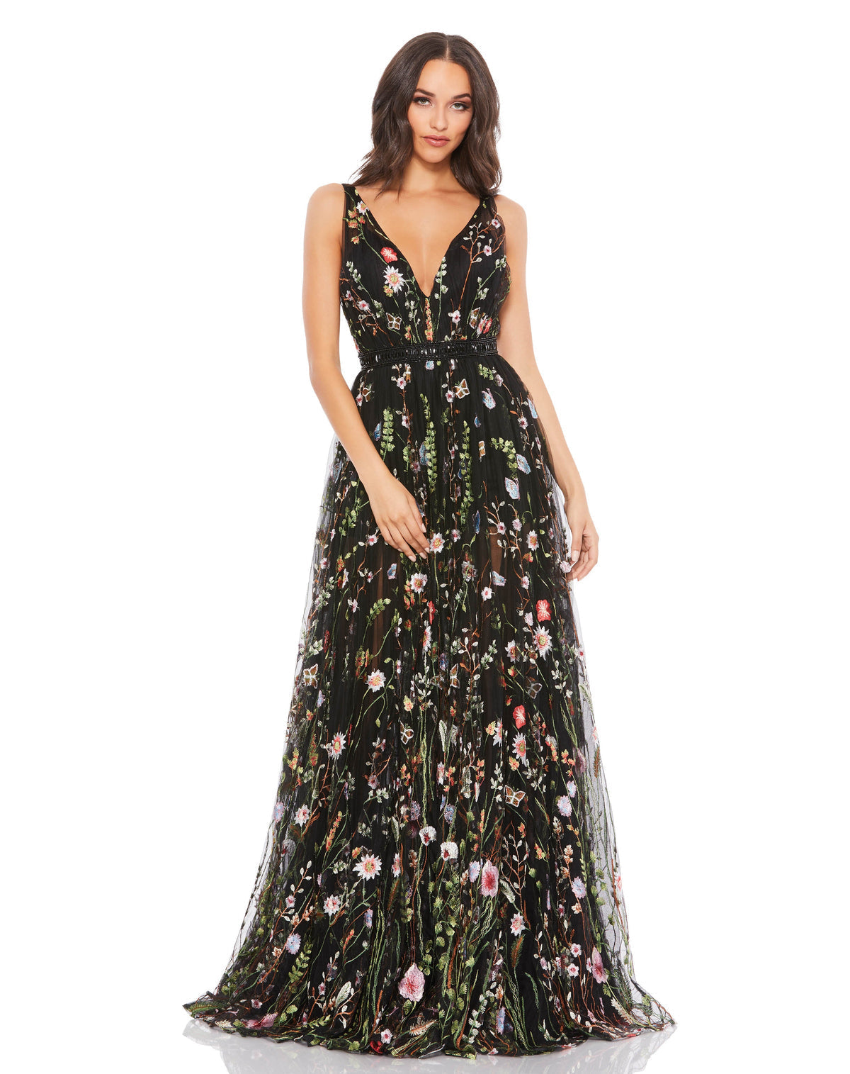 Formal Dresses Long Sleeveless Formal Dress Black Multi