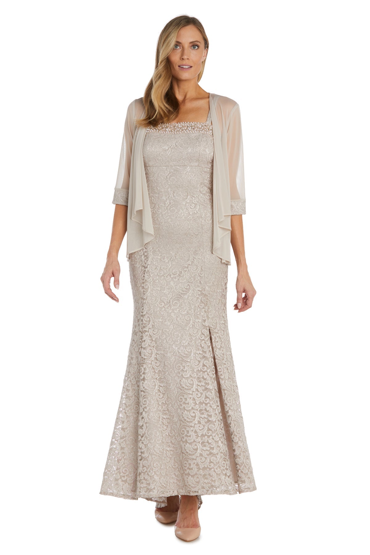 Mother of the Bride Dresses Long Lace Formal Mother of the Bride Jacket Dress Champagne