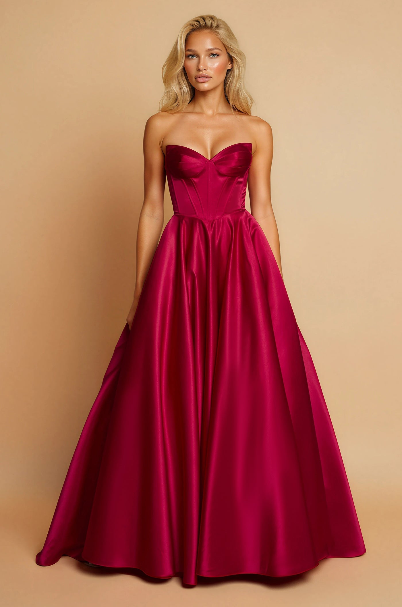 Prom Dresses Long Corset Prom Formal Ball Gown Red