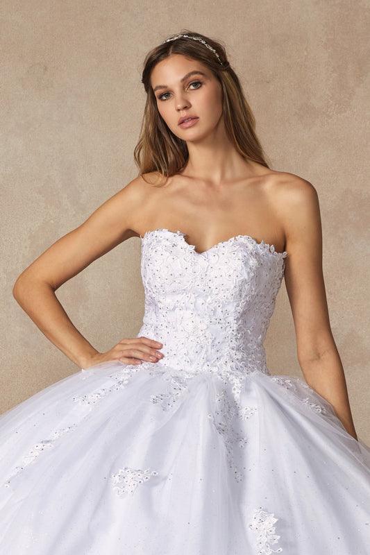 Long Ball Gown Strapless Quinceanera Cape Dress
