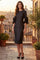Jewel Neck Formal Midi Length Bow Detail Cocktail Dress in Black