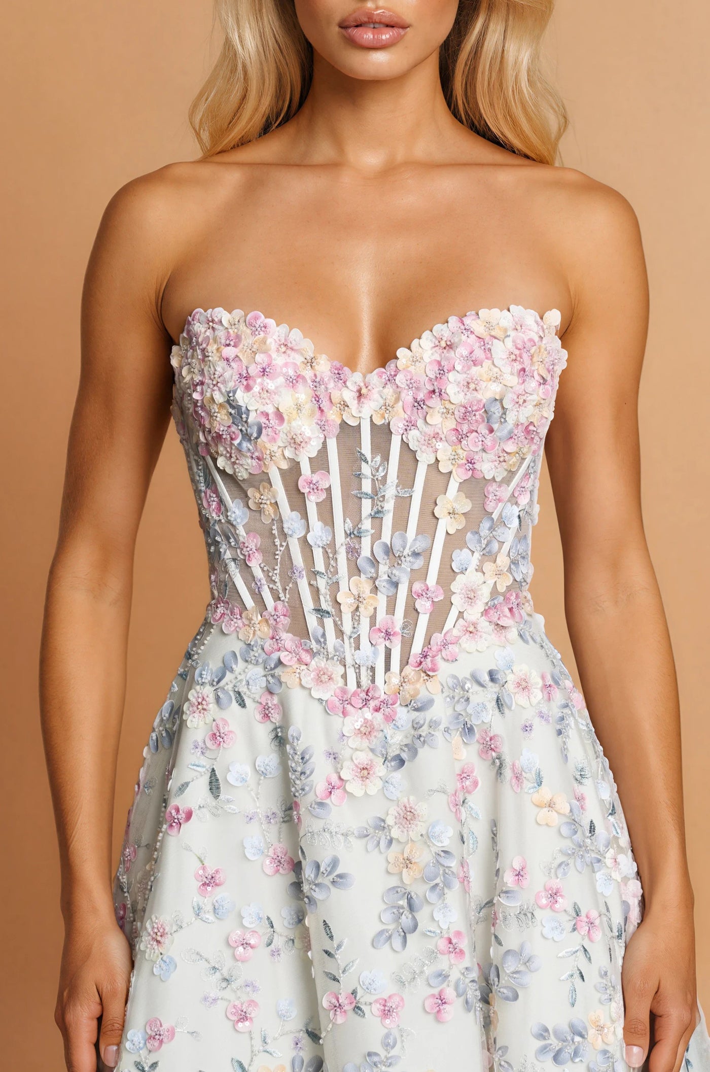 Prom Dresses 3D Flowers Corset Ball Gown Prom Dress Multi