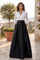 Long Sleeve Formal Shirt Dress Evening Gown Black/White