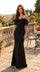 Ruffled Long Off Shoulder Formal Evening Dress Black