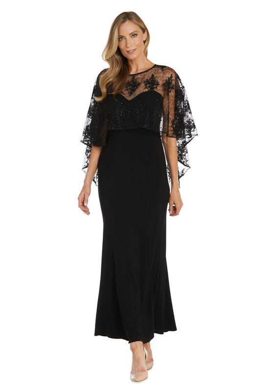 Mother of the Bride Dresses Long Formal Mother of the Bride Capelet Dress Black/Taupe