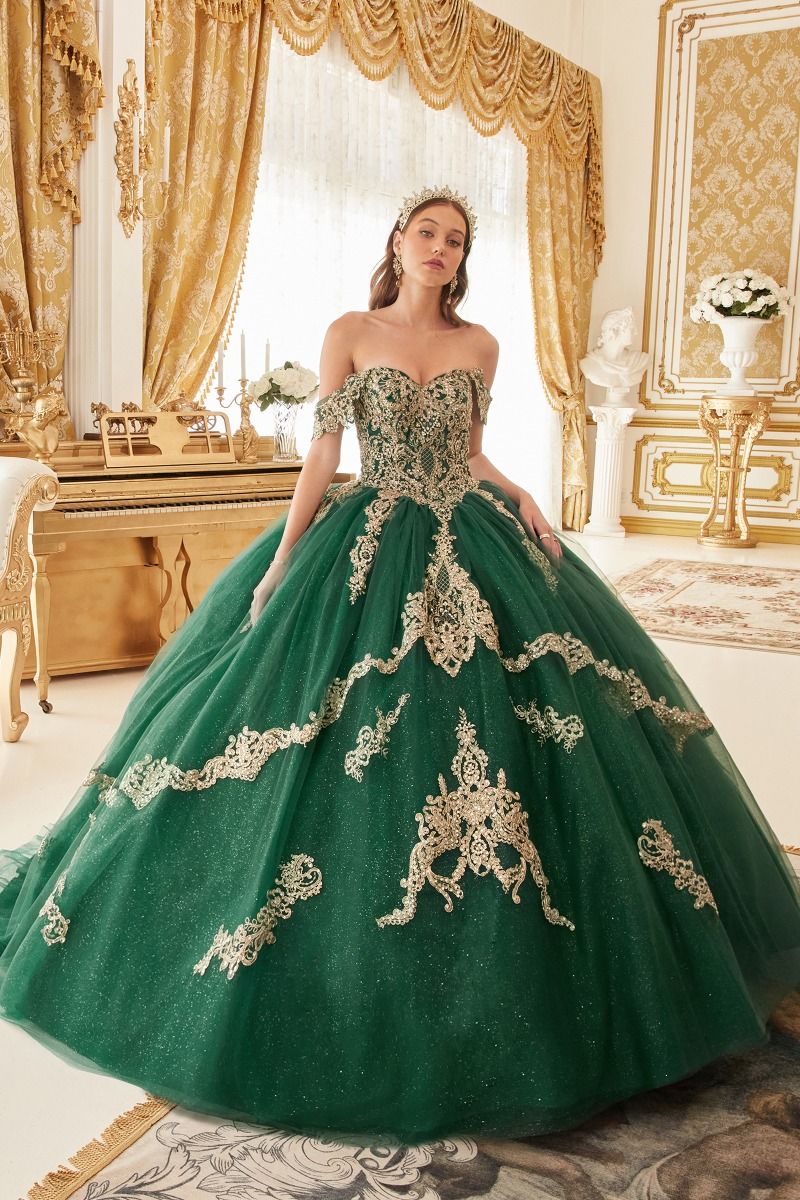 Quinceniera Dresses Long Applique Glitter Quinceanera Ball Gown Burgundy