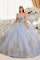 Quinceniera Dresses Long Ball Gown Lace Applique Quinceanera Dress Lt Blue