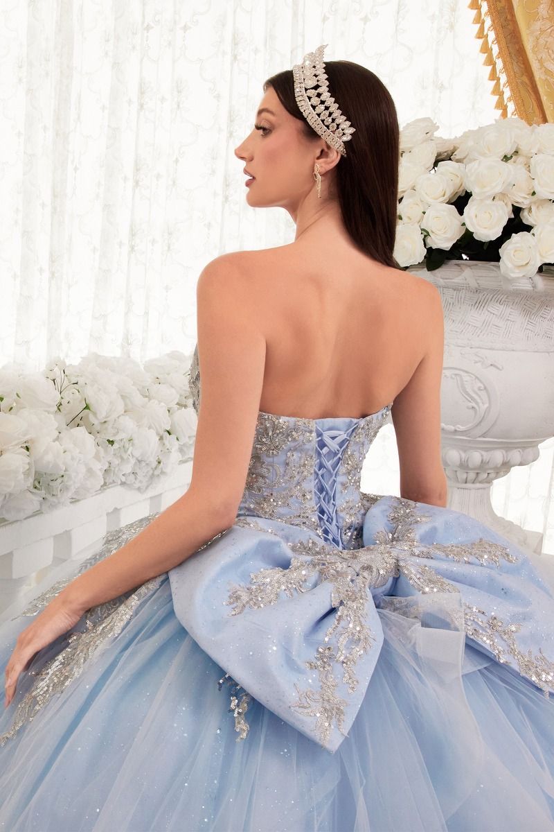 Quinceniera Dresses Long Ball Gown Lace Applique Quinceanera Dress Lt Blue