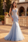 Beaded Illusion Side Mermaid Prom Dress – Dusty Blue
