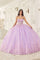 Quinceniera Dresses Long Ball Gown Floral Applique Quinceanera Cape Dress Lilac
