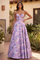 Long Strapless Corset Floral Jacquard Ball Gown – Pink