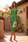 Floral Print Midi Sheath Cocktail Dress – Green