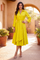 Long Sleeve Jacquard Cocktail Shirt Short Formal Dress – Yellow