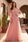Long Bell Sleeve Mother of the Bride Lace Gown – Rose
