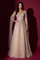 Formal Fully Beaded Cape Sleeve Couture Evening Gown – Gold
