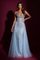 Fully Beaded Corset Evening Gown with Overskirt – Blue