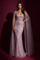 Formal Dress Beaded Cape Evening Gown – Pink