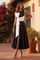 Formal A Line Satin Cocktail Midi Dress – Black/White