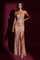 Formal Sequined Fitted Evening Gown – Gold