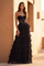 Formal Lace Corset Tiered Ruffle Evening Gown – Black