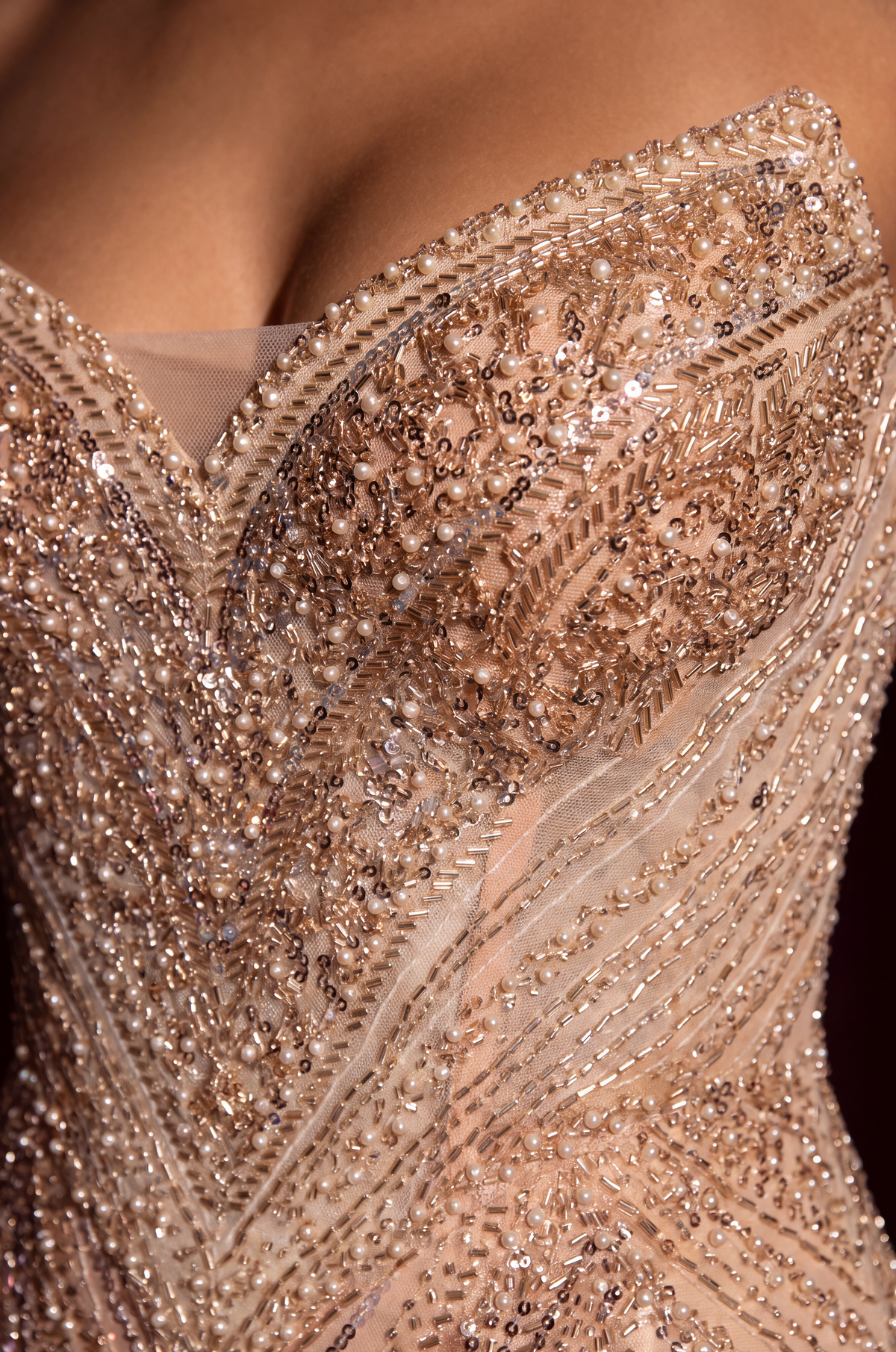 Prom Fully Beaded Corset Formal Dress – Gold