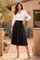 Two Tone Formal Long Sleeve Midi Dress – Black/White