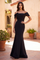 Long Off-the-Shoulder Architectural Pleated Formal Dress – Black