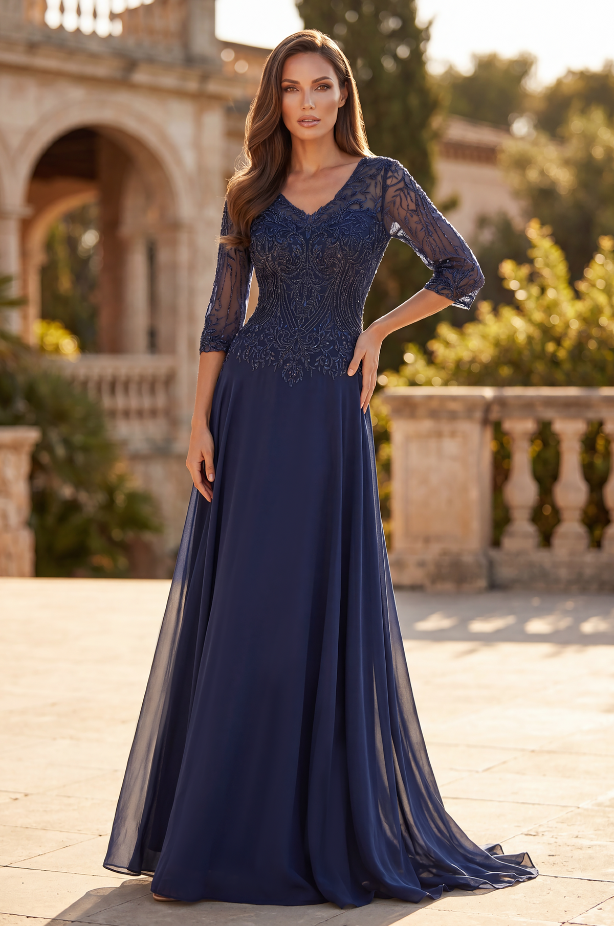 Long Sleeve Formal Dress Evening Gown – Mauve