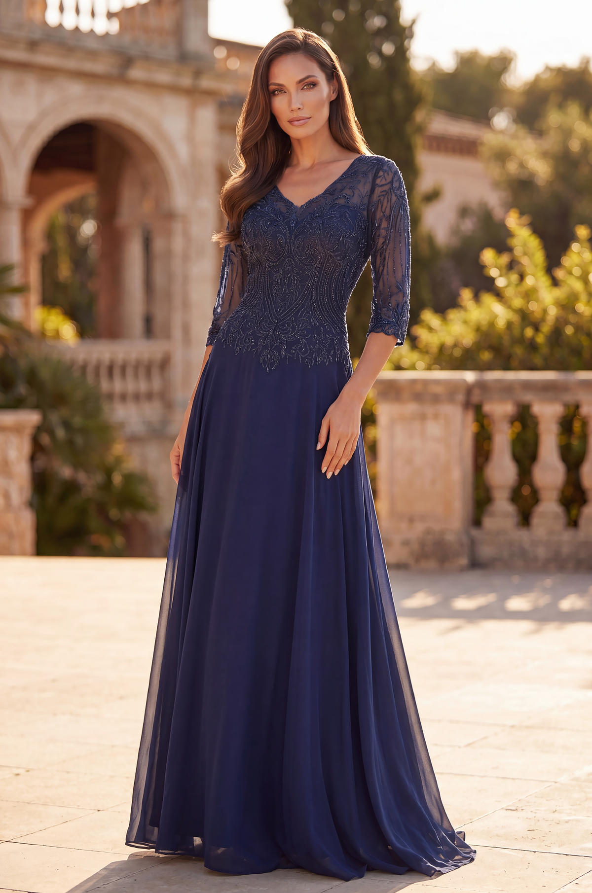 Long Sleeve Formal Dress Evening Gown – Mauve