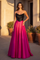 Formal A Line Satin Beaded Corset Evening Gown – Black/Emerald