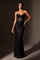 Formal Sequined Beaded Corset Evening Gown – Black